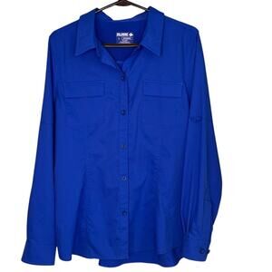 Reel Legends Performance Fishing Shirt Men Large Blue Vented Long Sleeve Pocket